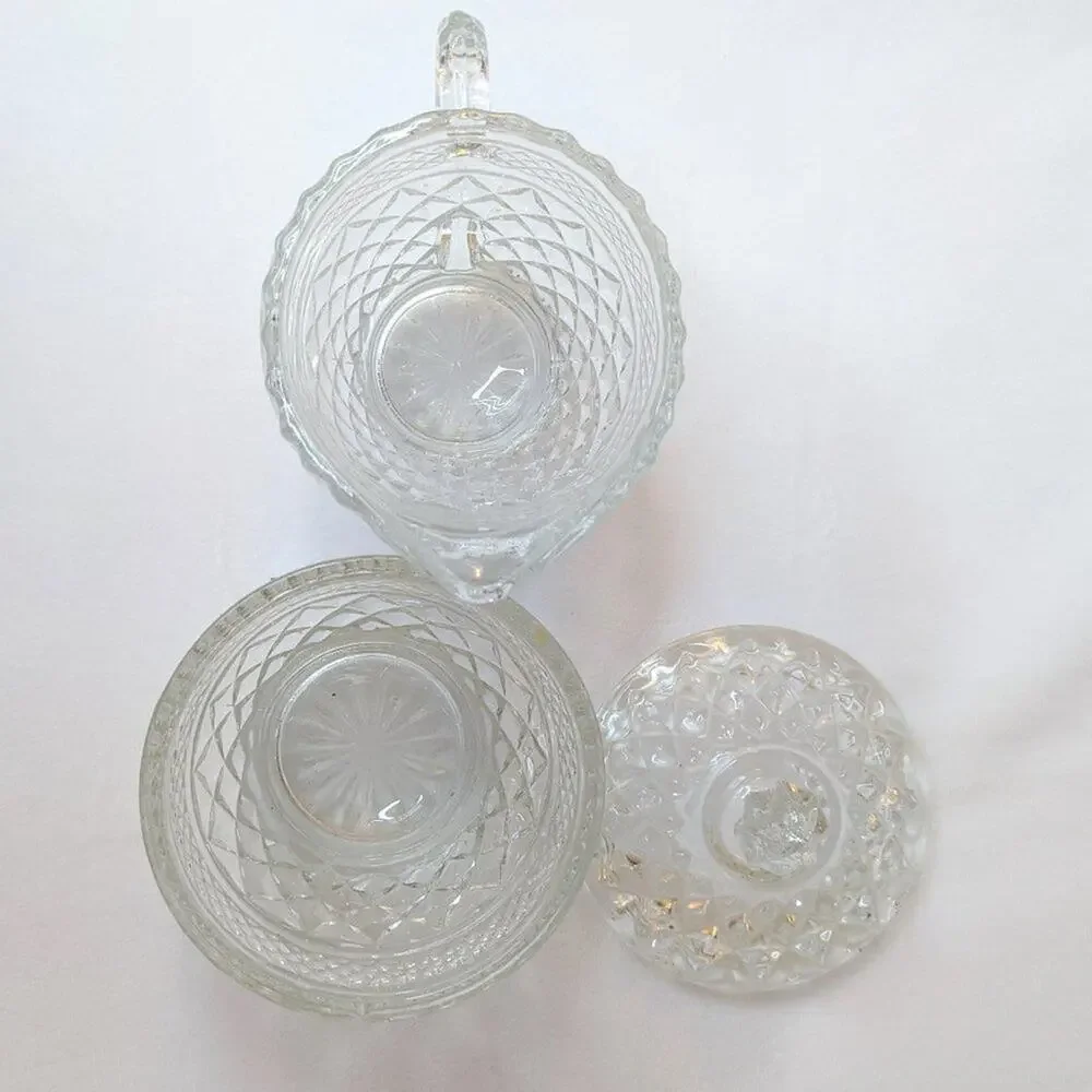 Home Kitchen Coffee Tea Sugar Creamer Set Glass Vintage